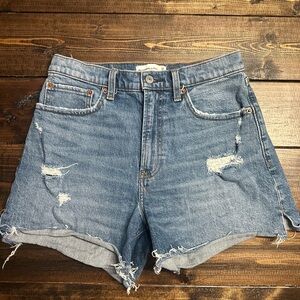 Abercrombie & Fitch Blue Jean Shorts Distressed High-Waisted